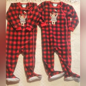 2 PIECES | Cozy Red and Black Checkered Kids Footies
